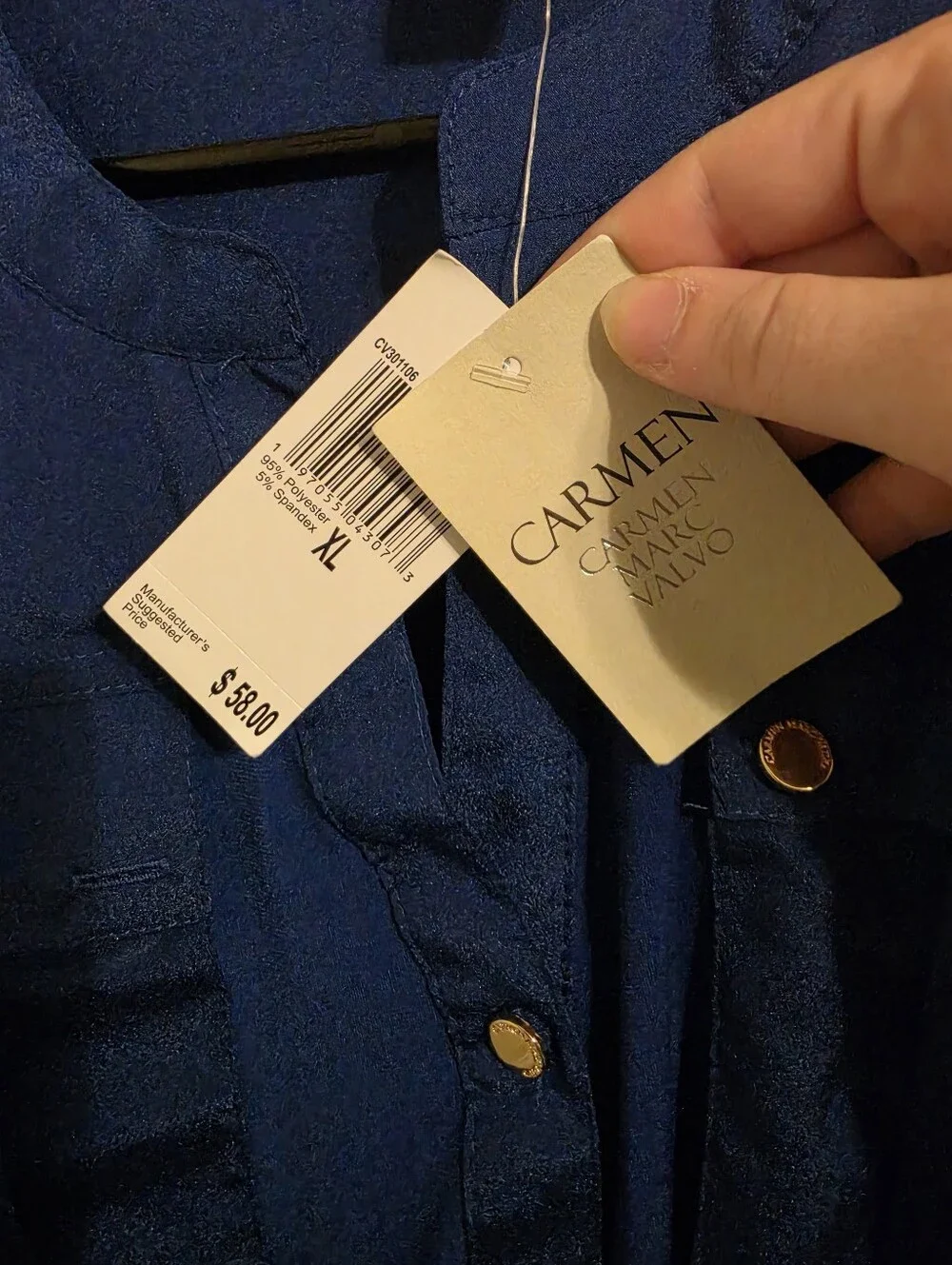 Carmen Marc Valvo Royal Blue Blouse. NWT - Picture 4 of 7